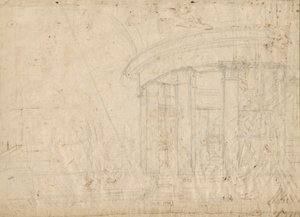 Fantaisie architecturale sur un temple rond avec une galerie (verso) - Pietro Gonzaga