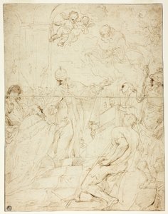 Saint apparaissant au souverain (recto); Putto volant (verso)