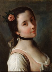 Une fille avec une rose, milieu XVIIIe siècle