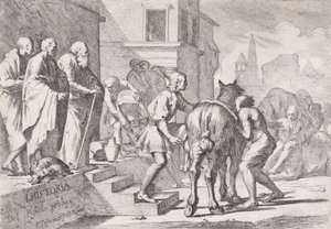 Le départ du fils prodigue, sur le point de monter à cheval, d