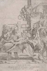 Le martyre de Saint Érasme qui est prostré ayant ses entrailles retirées, deux putti..., vers 1630 - Pietro Testa