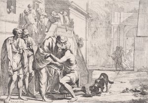 Le retour du fils prodigue, le père embrassant son fils, d