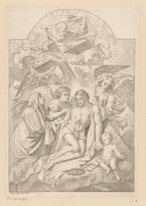 La Sainte Trinité avec Marie, instruments de la Passion et anges