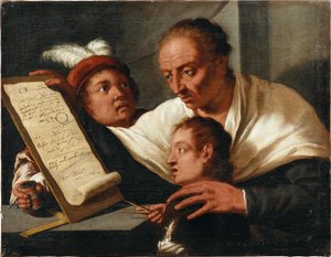 Un enseignant avec deux écoliers, après 1650 - Pietro della Vecchia