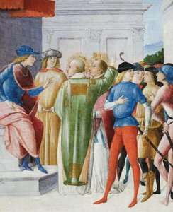 Deux saints professent leur foi chrétienne en jugement, vers 1485-90