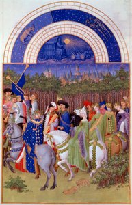 Cortège de nobles et musiciens à cheval - Pol de Limbourg