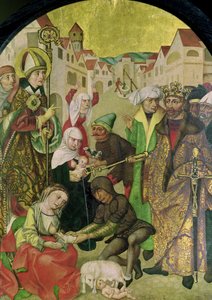 Saint Stanislas (1030-79) regardant la punition des épouses infidèles ordonnée par le roi Boleslas II (1039-81) panneau du Retable de Saint Stanislas
