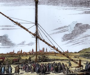 Le grand télescope astronomique de Johannes Hevelius, illustration de Machina Coelestis par Hevelius, Gdansk, publié en 1670