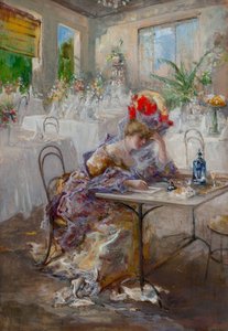 Une lettre (ou Dame au café)