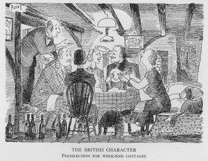 Le Caractère Britannique, Prédilection pour les cottages de week-end (lithographie) - Pont