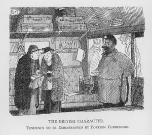 Le caractère britannique, tendance à être embarrassé par les devises étrangères - Pont