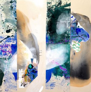 Abstrait : Couches bleu-vert - Poonam Choudhary