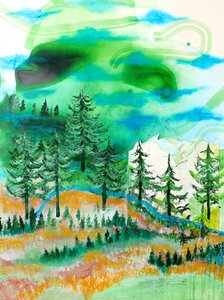 Forêt de montagne abstraite