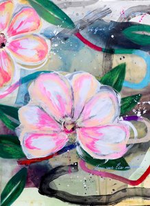 Abstrait floral rose - Poonam Choudhary