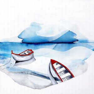 Bateaux rouges, lac bleu
