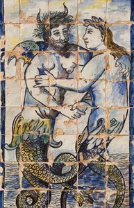 Azulejos dans les jardins du palais représentant des créatures marines (céramique)