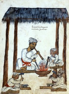 Forgerons brahmanes (religion hindoue). Manuscrit portugais du 16ème siècle. Rome Bibl. casanatense