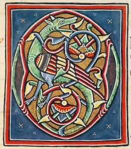 Ms 3089 fol.35r Initiale habitée O, XIIe ou XIIIe siècle