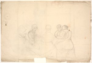 Groupe avec cinq figures assises