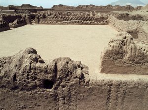 Culture Chimu : vue de la ville précolombienne de Chanchan, 850-1470 AD