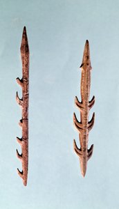 Deux harpons, période paléolithique supérieure, 35000-10000 av. J.-C. (silex) - Prehistoric