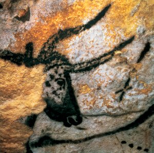 Peinture pariétale représentant un auroch, Salle des Taureaux, grotte de Lascaux