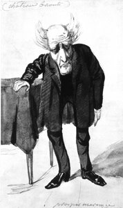 François René, écrivain français, vicomte de Chateaubriand (1768-1848), caricature par Prosper Mérimée