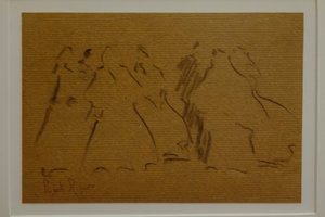 esquisse de figures féminines, Narcís Puget Riquer, dessin au fusain, musée Puget, maison noble de Can LLaudis, Dalt Vila, Ibiza, îles Baléares, Espagne - Puget Riquer