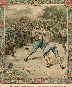 Le deuxième combat entre Harry Paulson et Tom Paddock, 1851 fin XIXe ou début XXe siècle