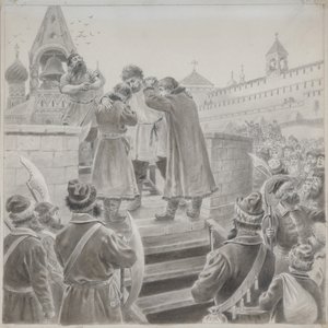 Illustration du poème Le Chant du marchand Kalashnikov par M. Lermontov - Pyotr Ivanovich Korovin