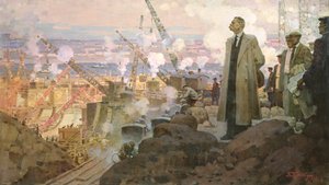 Maxim Gorki (1868-1936) à la construction de la centrale hydroélectrique 