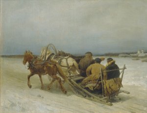 Troïka en hiver, années 1880 - Pyotr Petrovich Sokolov