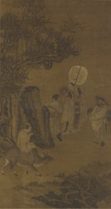 Premier ministre Yang Su et le jeune studieux, 17e-18e siècle - Qing Dynasty Chinese School
