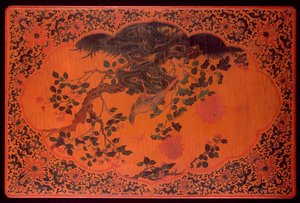 Plateau de table, période Kangxi (1662-1722) (bois laqué et toile de chanvre)