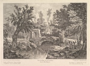 Vue du pont des Lavandières à la maison paysanne, milieu du 18e siècle - Quentin Pierre Chedel