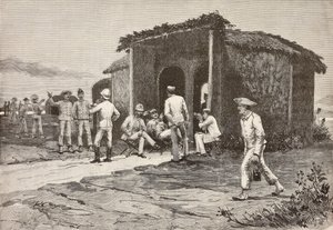 Officiers italiens près du pavillon du réfectoire, Abdel K