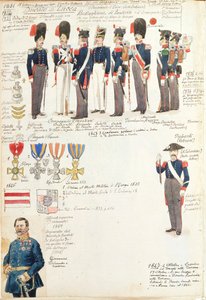 Divers uniformes du Duché de Lucques par Quinto Cenni, planche en couleur - Quinto Cenni