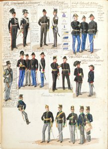 Divers uniformes du Grand-Duché de Toscane par Quinto Cenni, planche en couleur - Quinto Cenni