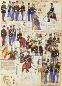 Divers uniformes du Grand-Duché de Toscane par Quinto Cenni, planche en couleur