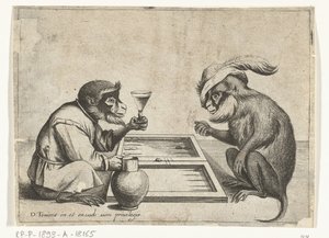 Deux singes jouant au trictrac