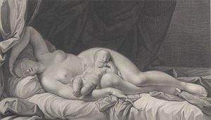 Vénus endormie avec Cupidon sur ses genoux - Quirin Mark
