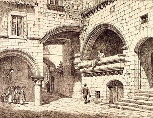 Partie de la Piazza San Pellegrino, Viterbo, Italie, de 
