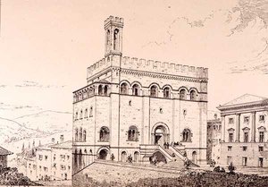 Palazzo del Comune, Gubbio, Italie, tiré de 