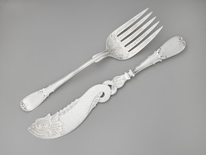 Fourchette et couteau à poisson, vers 1835-1845 (argent) - R. and W. Wilson
