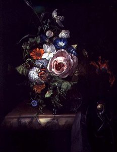 Roses et autres fleurs dans un bol en verre - Rachel Ruysch