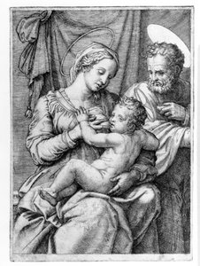 La Sainte Famille, gravée par Marcantonio Raimondi, c.1515