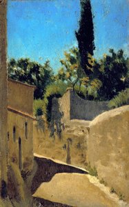 Route avec effet de soleil. Environs de Florence, vers 1861-62