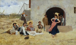 Danse dans la cour de ferme - Raffaello Sorbi