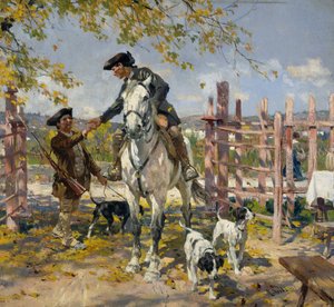 Deux chasseurs avec chiens