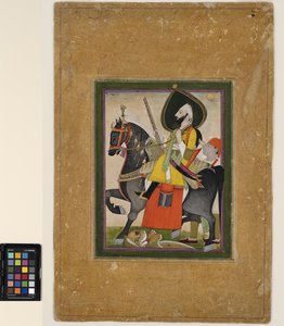 Bakhtawar Singh conquiert un lion, vers 1800 - Rajasthani School